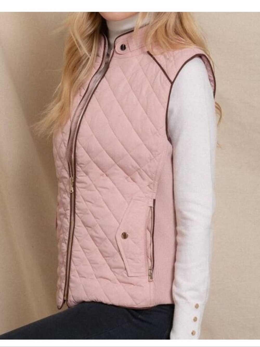 Blush Pink Quilted Vest - Active USA